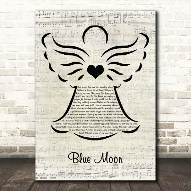 Billie Holiday Blue Moon Music Script Angel Song Lyric Print