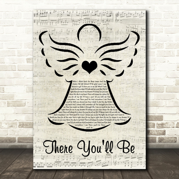 Faith Hill There You'll Be Music Script Angel Song Lyric Quote Music Print
