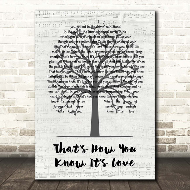 Deana Carter That's How You Know It's Love Music Script Tree Song Lyric Print