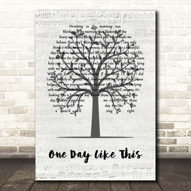 Elbow On A Day Like This Music Script Tree Song Lyric Print