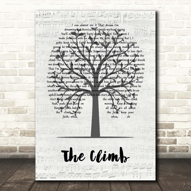Miley Cyrus The Climb Music Script Tree Song Lyric Print