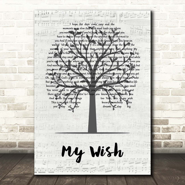 Rascal Flatts My Wish Music Script Tree Song Lyric Print