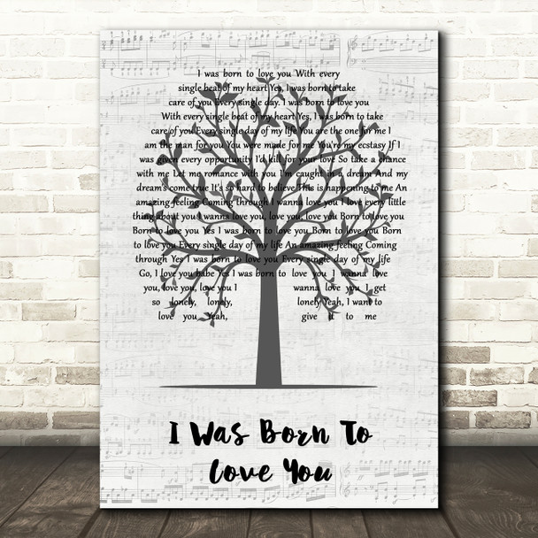 Queen I Was Born To Love You Music Script Tree Song Lyric Wall Art Print