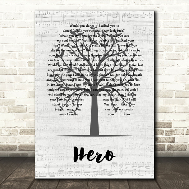 Enrique Iglesias Hero Music Script Tree Song Lyric Quote Music Print