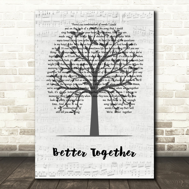 Jack Johnson Better Together Music Script Tree Song Lyric Quote Music Print