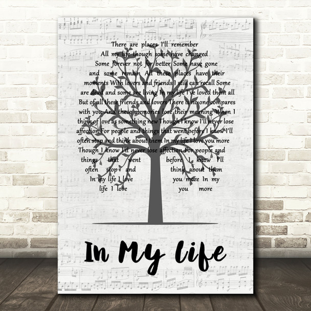 John Lennon In My Life Music Script Tree Song Lyric Quote Music Print