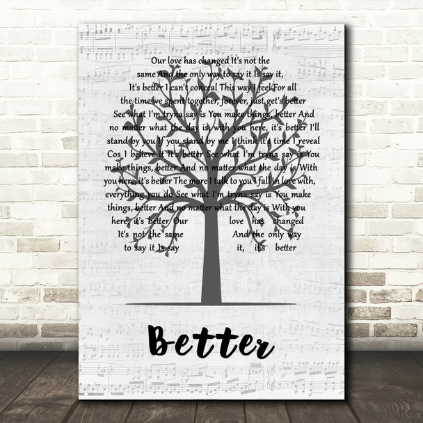 Tom Baxter Better Music Script Tree Song Lyric Quote Music Print