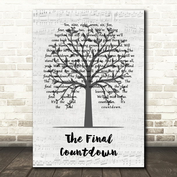 Europe The Final Countdown Music Script Tree Song Lyric Music Art Print