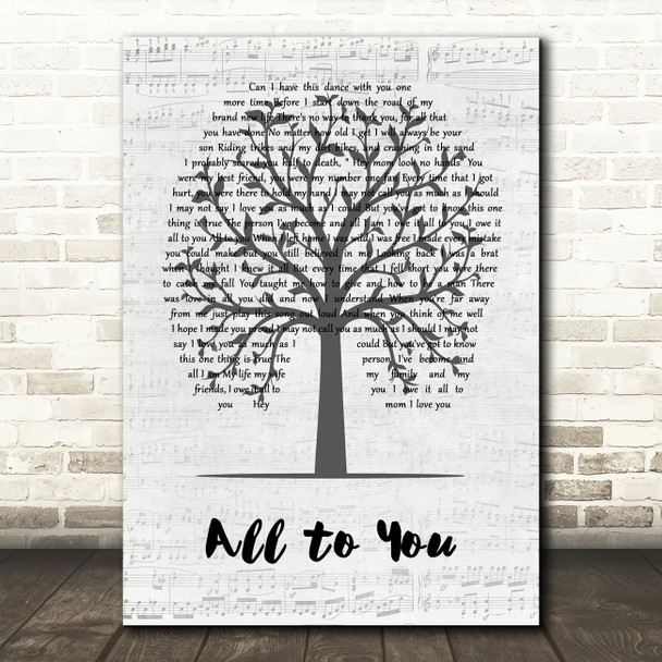 Scott Keo All to You Music Script Tree Song Lyric Music Art Print