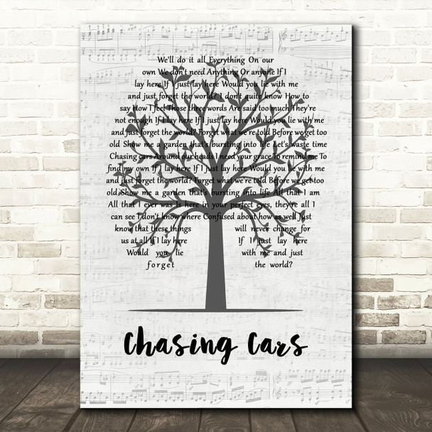 Snow Patrol Chasing Cars Music Script Tree Song Lyric Music Art Print