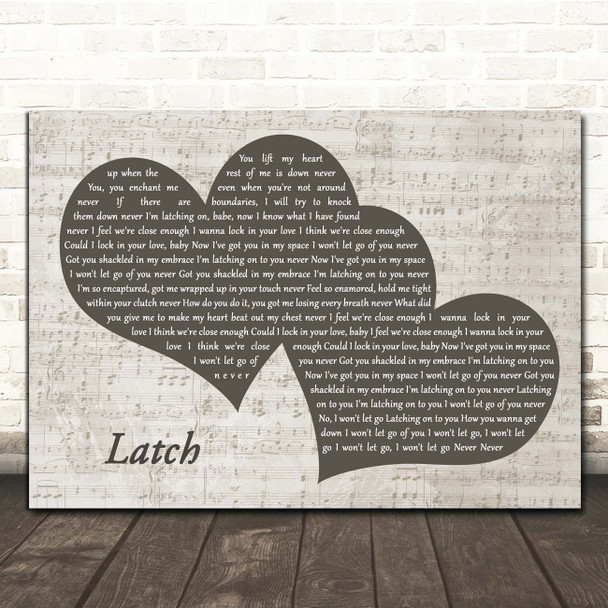 Disclosure Latch Landscape Music Script Two Hearts Song Lyric Print
