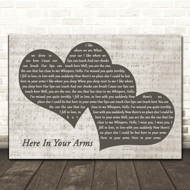 Hellogoodbye Here In Your Arms Landscape Music Script Two Hearts Song Lyric Print