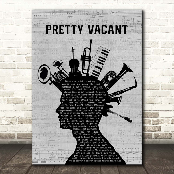 Sex Pistols Pretty Vacant Musical Instrument Mohawk Song Lyric Print