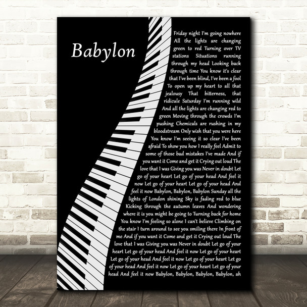 David Gray Babylon Piano Song Lyric Quote Music Print