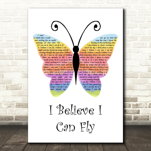 R Kelly I Believe I Can Fly Rainbow Butterfly Song Lyric Wall Art Print