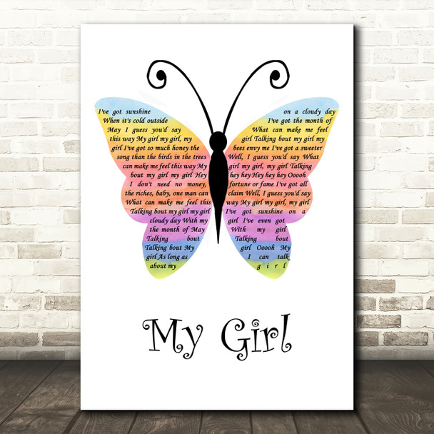 The Temptations My Girl Rainbow Butterfly Song Lyric Music Art Print