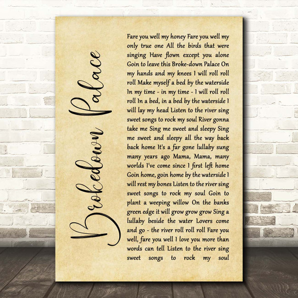 Grateful Dead Brokedown Palace Rustic Script Song Lyric Print