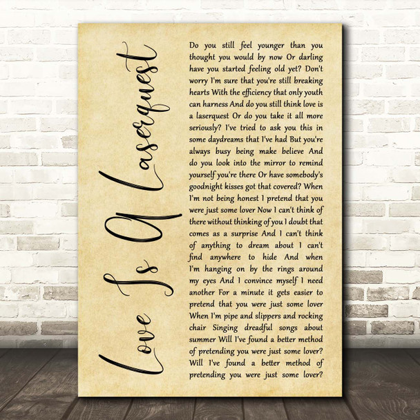 Arctic Monkeys Love Is A Laserquest Rustic Script Song Lyric Print