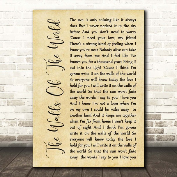 Katie Melua The Walls Of The World Rustic Script Song Lyric Print