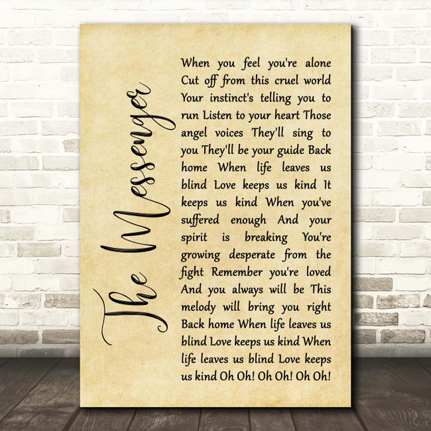 Linkin Park The Messenger Rustic Script Song Lyric Print