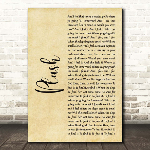 Stone Temple Pilots Plush Rustic Script Song Lyric Print
