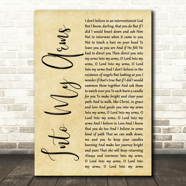 Nick Cave & The Bad Seeds Into My Arms Rustic Script Song Lyric Wall Art Print