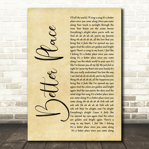 Rachel Platten Better Place Rustic Script Song Lyric Wall Art Print