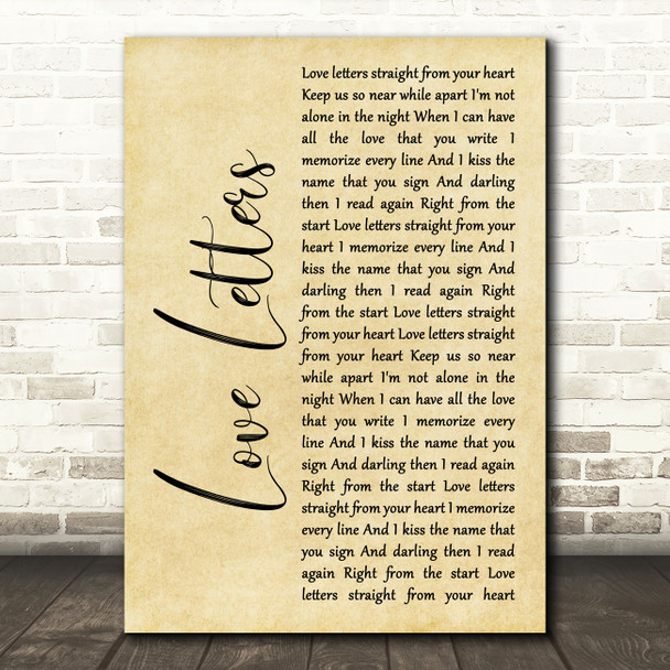 Alison Moyet Love Letters Rustic Script Song Lyric Wall Art Print