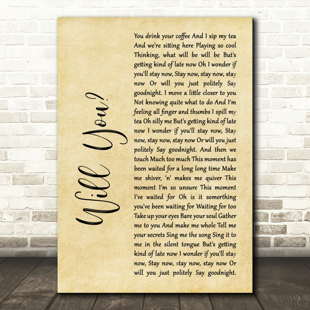 Hazel O' Connor Will You Rustic Script Song Lyric Wall Art Print