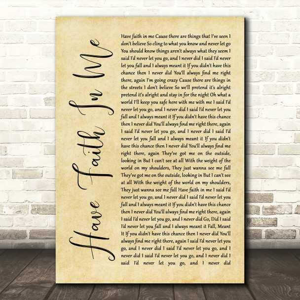 A Day To Remember Have Faith In Me Rustic Script Song Lyric Quote Music Print