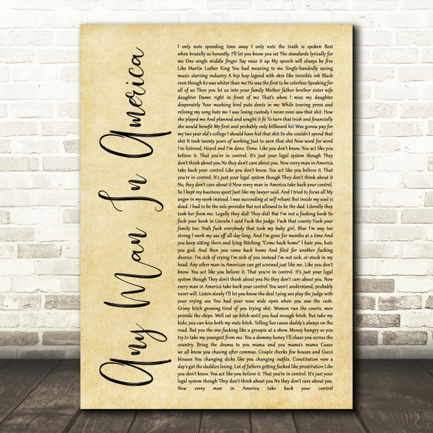 Blue October Any Man In America Rustic Script Song Lyric Quote Music Print
