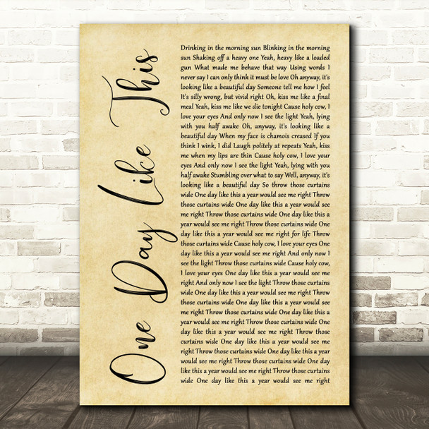 Elbow One Day Like This Rustic Script Song Lyric Quote Music Print