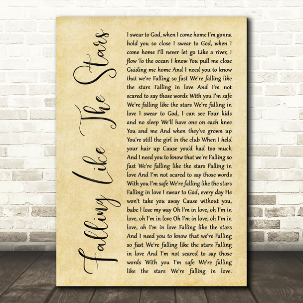 James Arthur Falling Like The Stars Rustic Script Song Lyric Quote Music Print