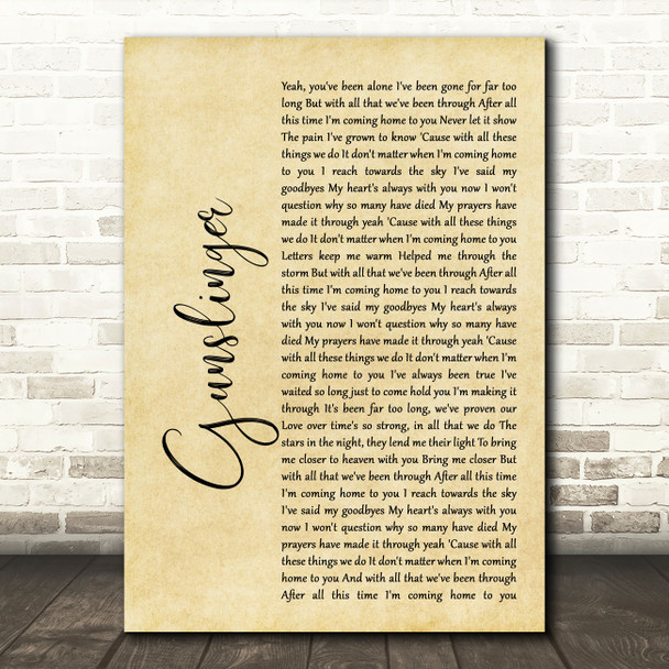 Avenged Sevenfold Gunslinger Rustic Script Song Lyric Quote Print