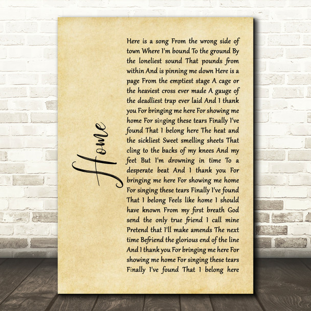 Depeche Mode Home Rustic Script Song Lyric Quote Print