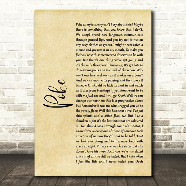 Frightened Rabbit Poke Rustic Script Song Lyric Quote Print