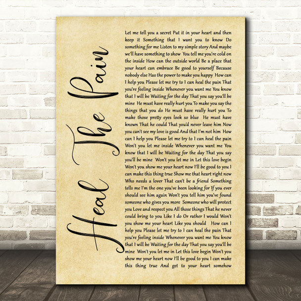 George Michael Heal The Pain Rustic Script Song Lyric Quote Print