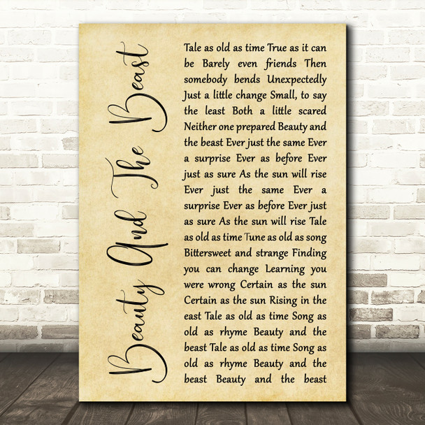 Angela Lansbury Beauty And The Beast Rustic Script Song Lyric Quote Print