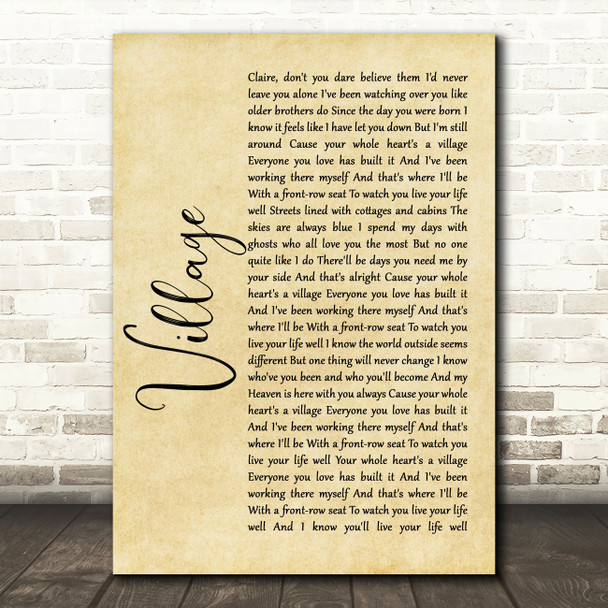 Cam Village Rustic Script Song Lyric Quote Print