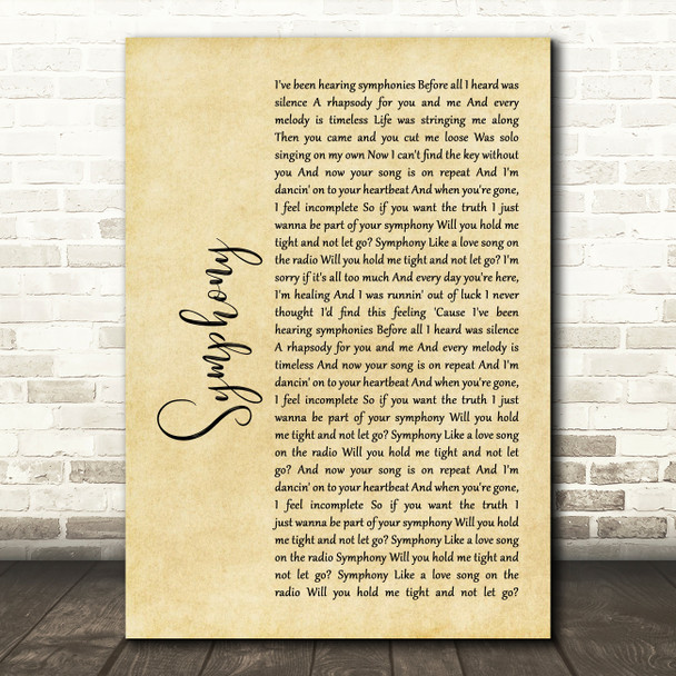 Clean Bandit Symphony Rustic Script Song Lyric Quote Print