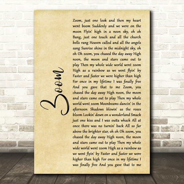 Fat Larry's Band Zoom Rustic Script Song Lyric Quote Print