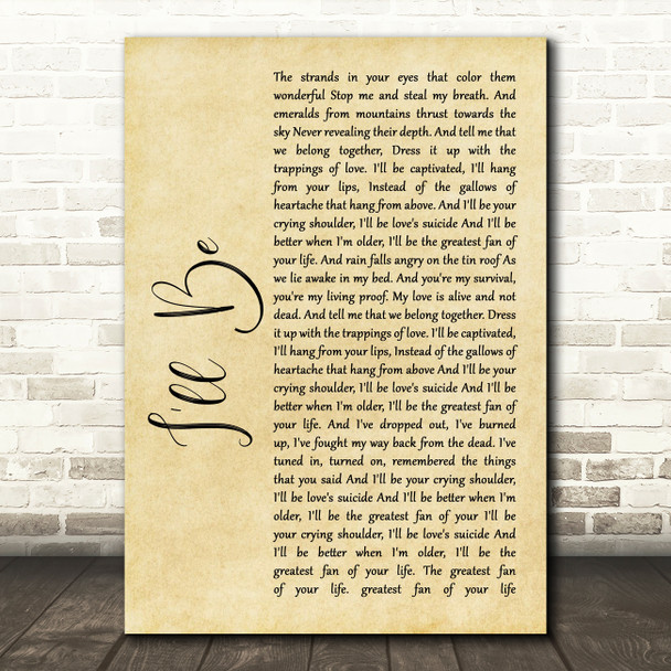 Edwin McCain I'll Be Rustic Script Song Lyric Quote Print