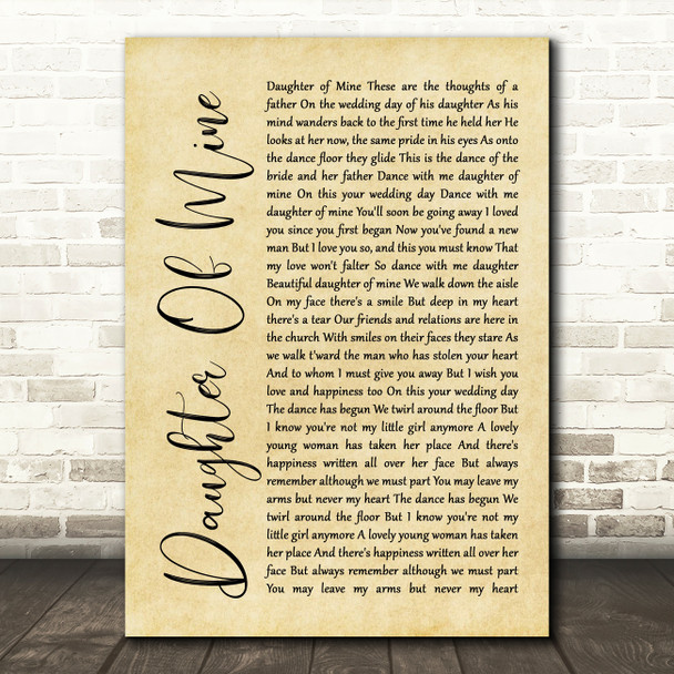 John McDermott Daughter Of Mine Rustic Script Song Lyric Quote Print