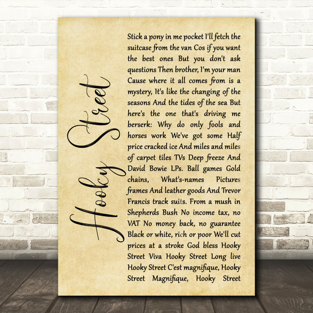 John Sullivan Hooky Street Rustic Script Song Lyric Quote Print
