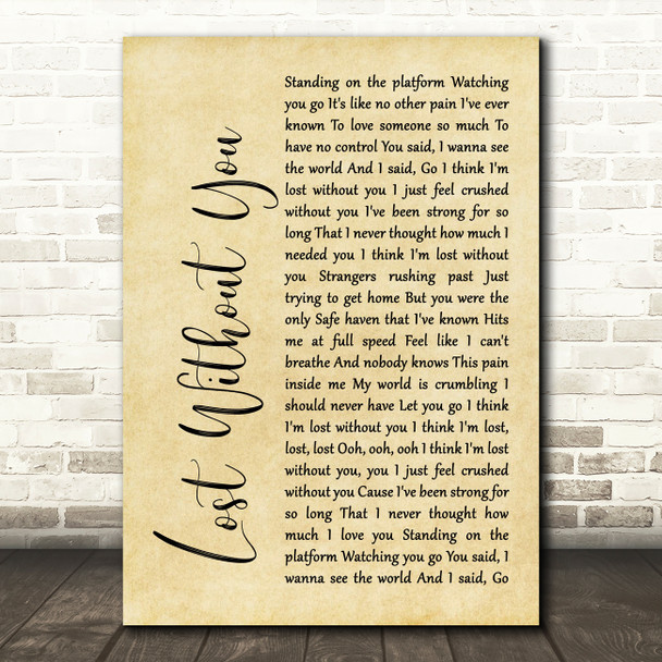 Freya Ridings Lost Without You Rustic Script Song Lyric Print