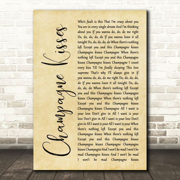 Jessie Ware Champagne Kisses Rustic Script Song Lyric Print