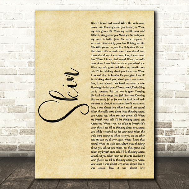 Rag'n'Bone Man Skin Rustic Script Song Lyric Print