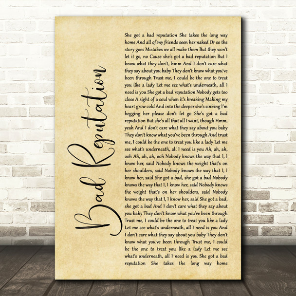 Shawn Mendes Bad Reputation Rustic Script Song Lyric Print