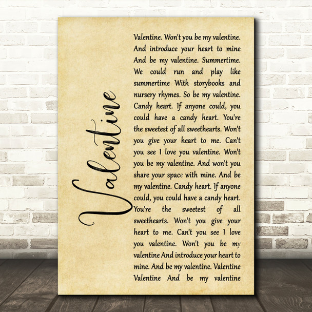 The Beautiful South Valentine Rustic Script Song Lyric Print