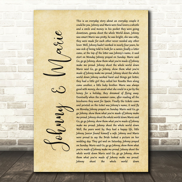 Up & Running Johnny & Marie Rustic Script Song Lyric Print